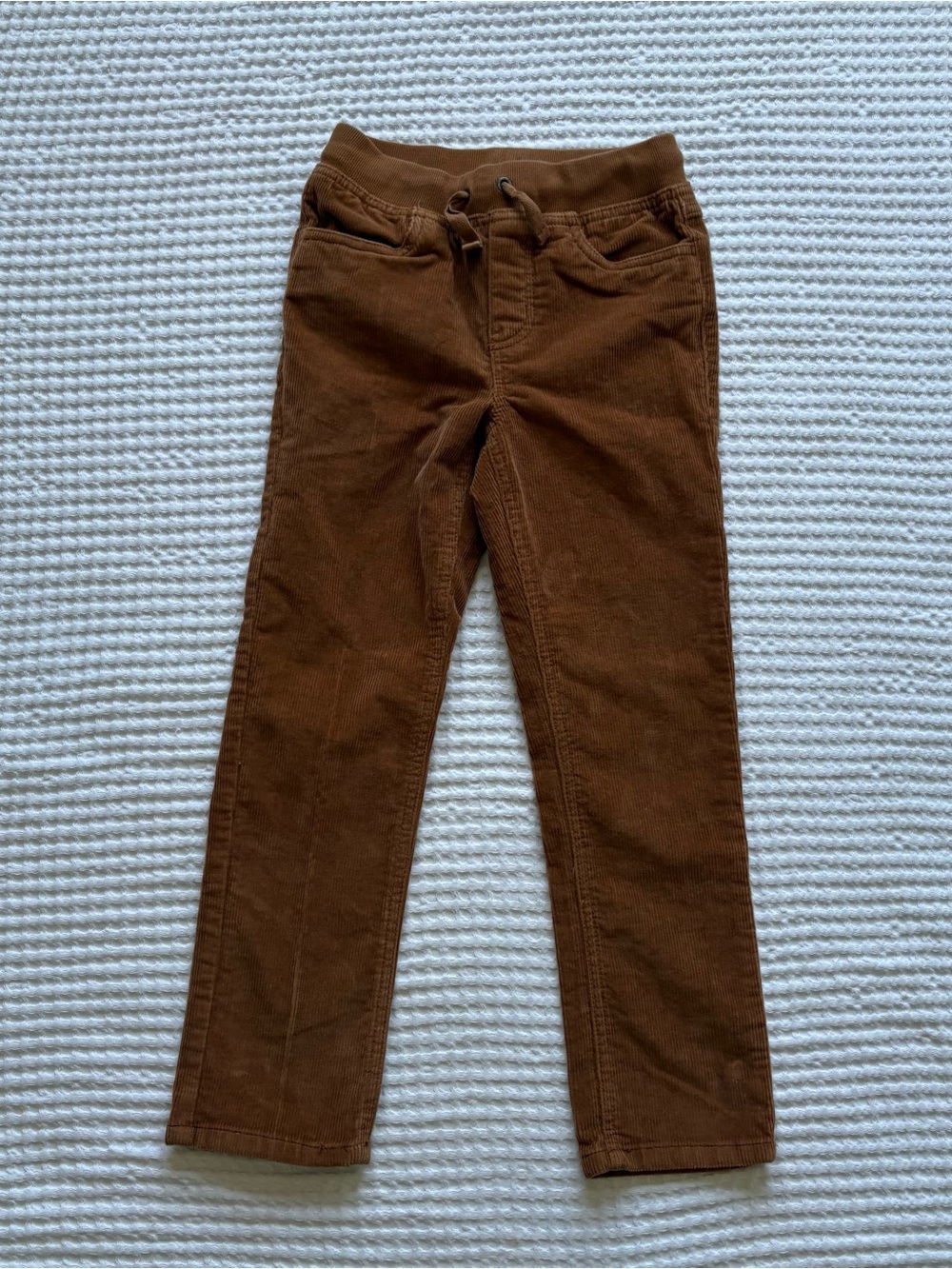 Hanna Andersson Boys Corduroy Pants Chestnut Brown Drawstring Waist Fall - 8
